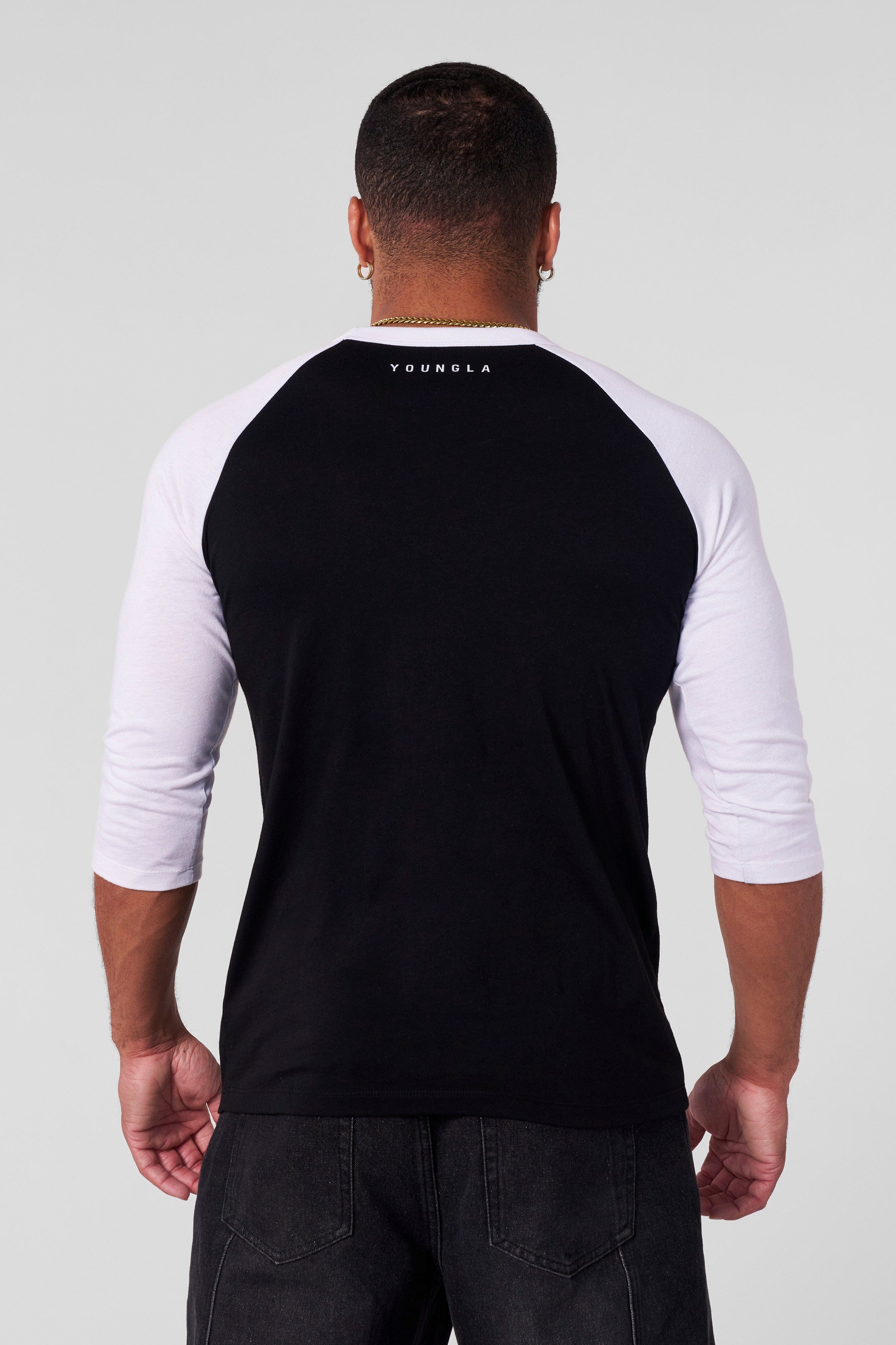 YoungLA 8072 - Superman 3/4 Raglan Shirts Black/White