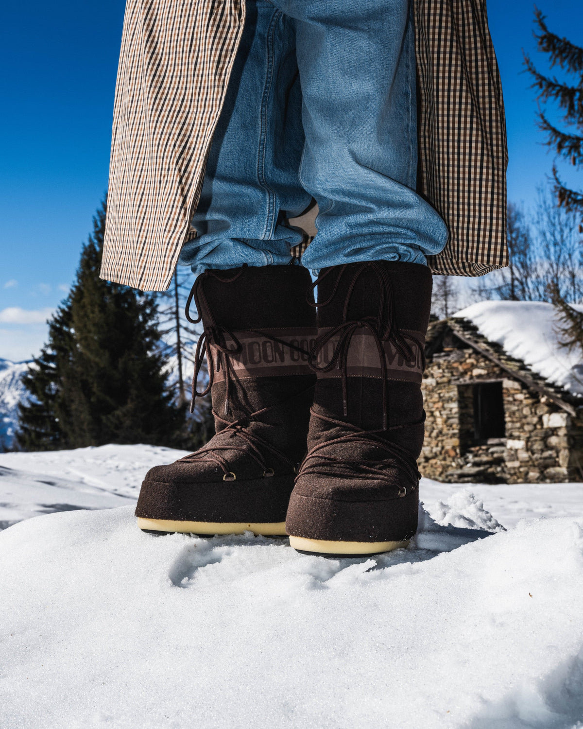 Moon Boot ICON Nubuck DARK Brown FELT Boots