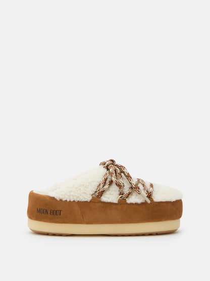 Moon Boot EVX Brown Shearling Mules