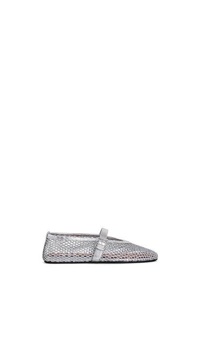 Alaïa Ballet Flats In Laminated Fishnet