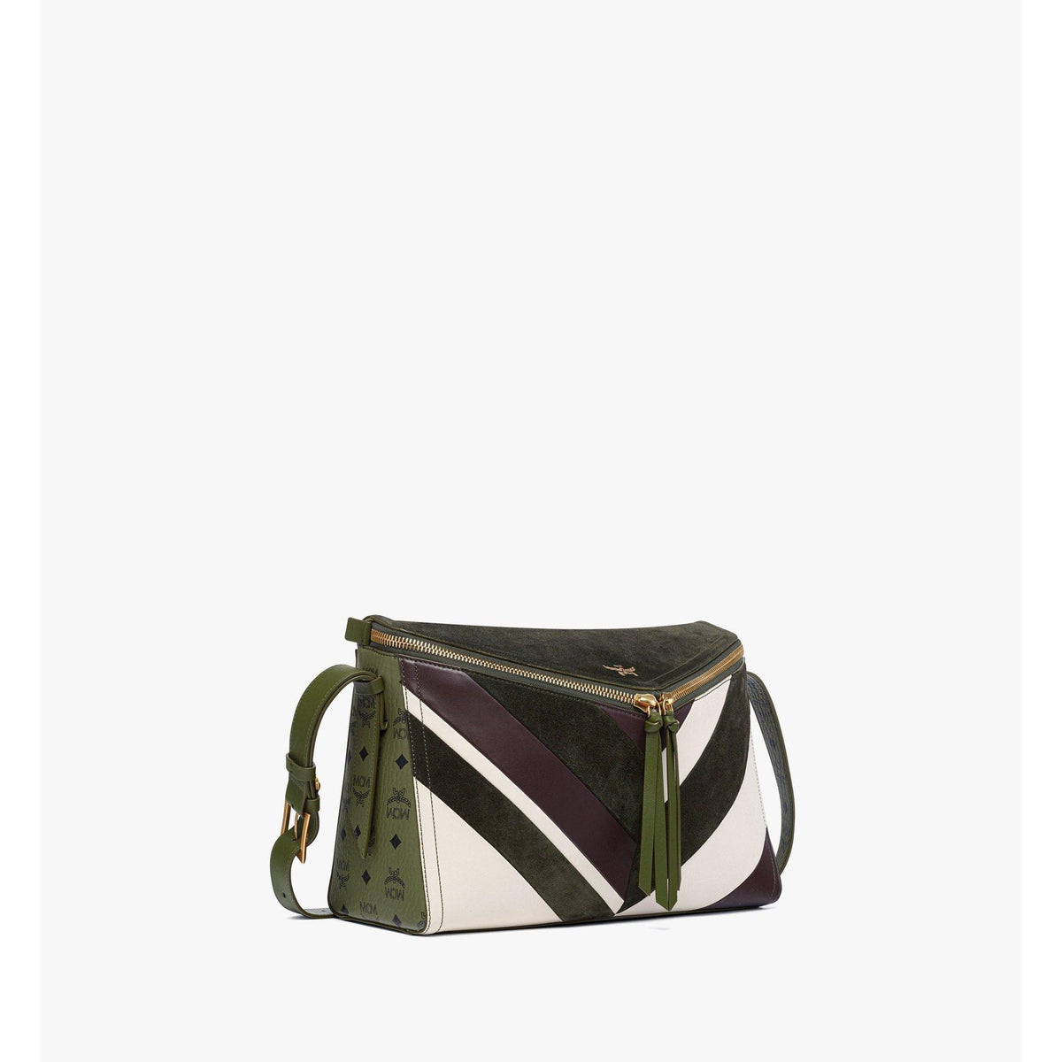 MCM Diamant 3D Shoulder Bag in Mega Herringbone Suede