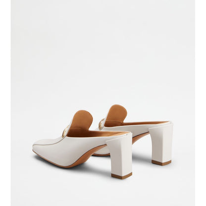 Tods Mules In Leather White Womens