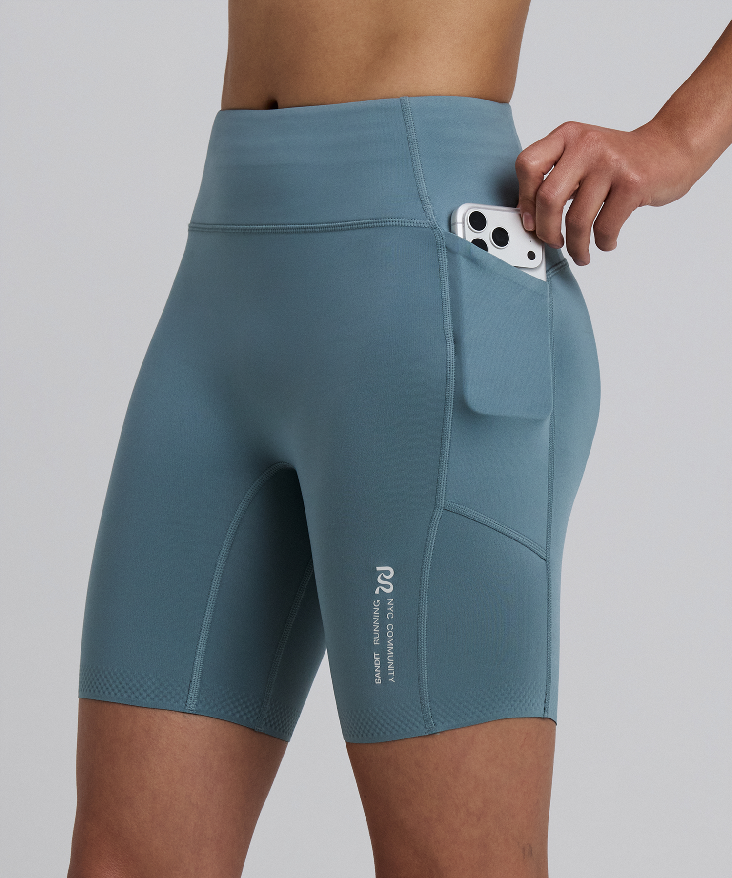 Bandit Womens Stamina V High Waist 7 Compression Short Tranquil Blue