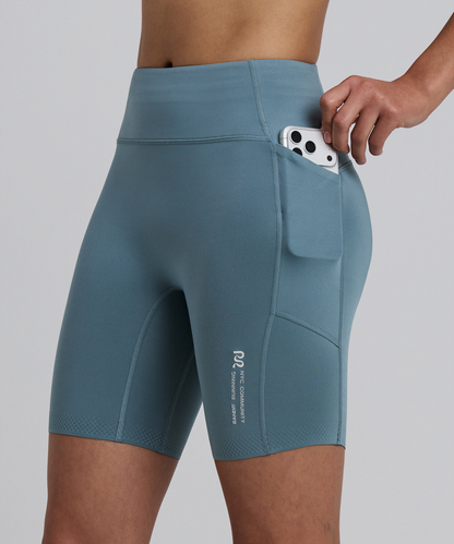Bandit Womens Stamina V High Waist 7 Compression Short Tranquil Blue