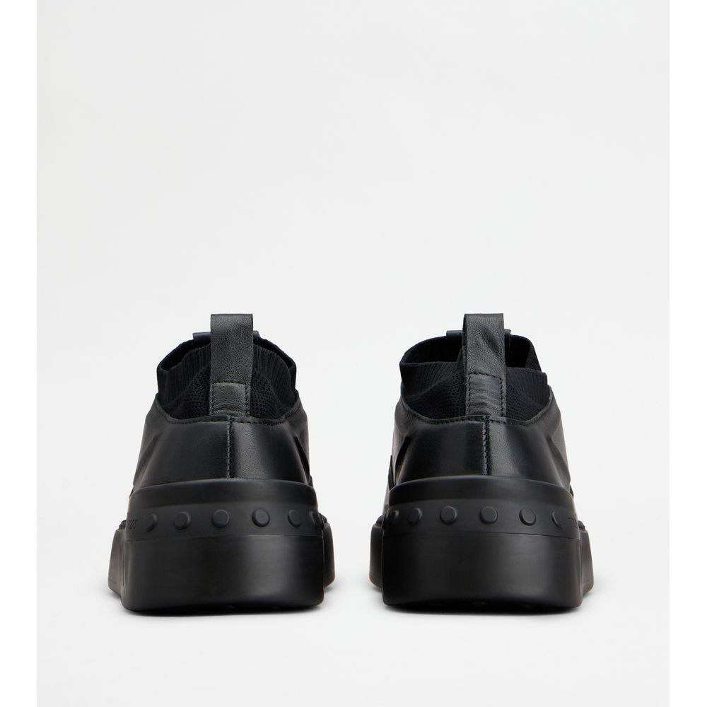 Tods No_Code X In Leather And Technical Fabric Black Mens