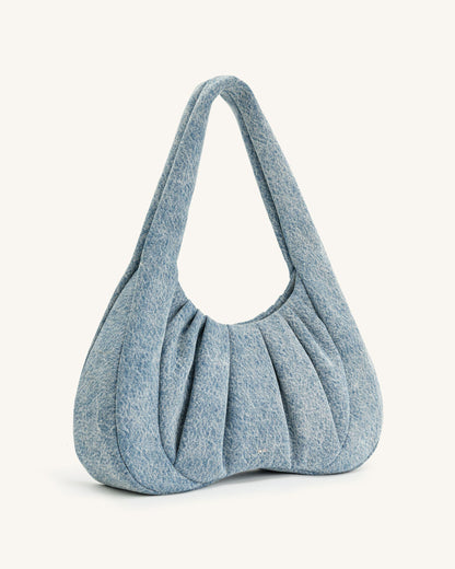 Jw Pei Ashley Denim Ruched Shoulder Bag Blue