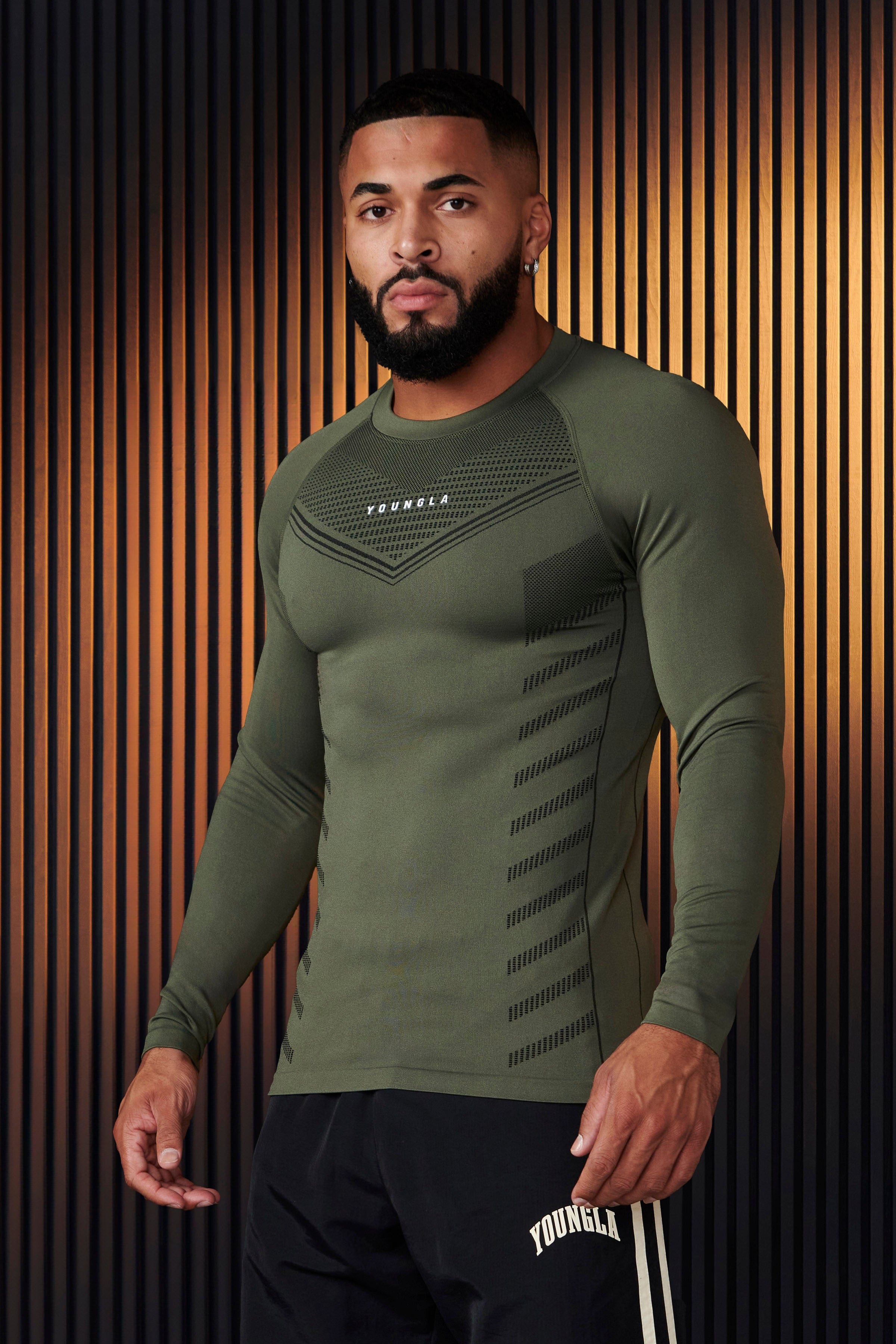 YoungLA 833 - Superhero Compression Longsleeves Olive Green