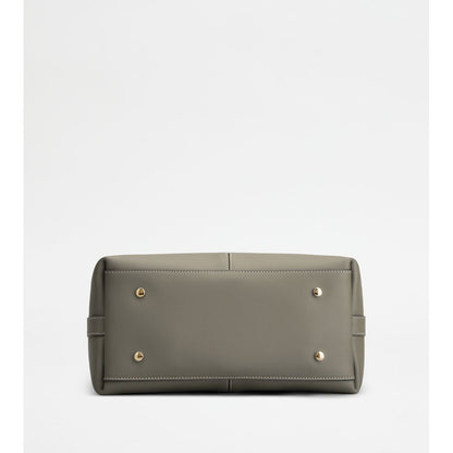 Tods Tote Shopping Bag In Leather Small Grey
