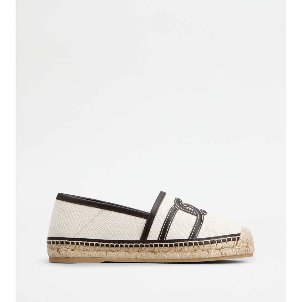Tods Kate Espadrilles In Canvas And Leather Beige Black Womens