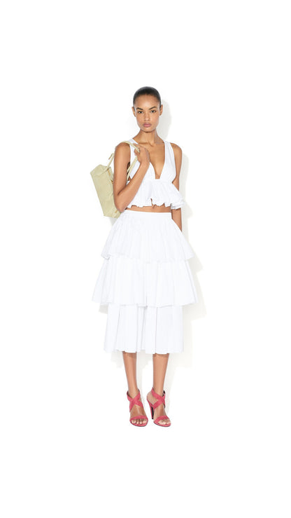 Alaïa Openwork Cotton Ruffle Skirt