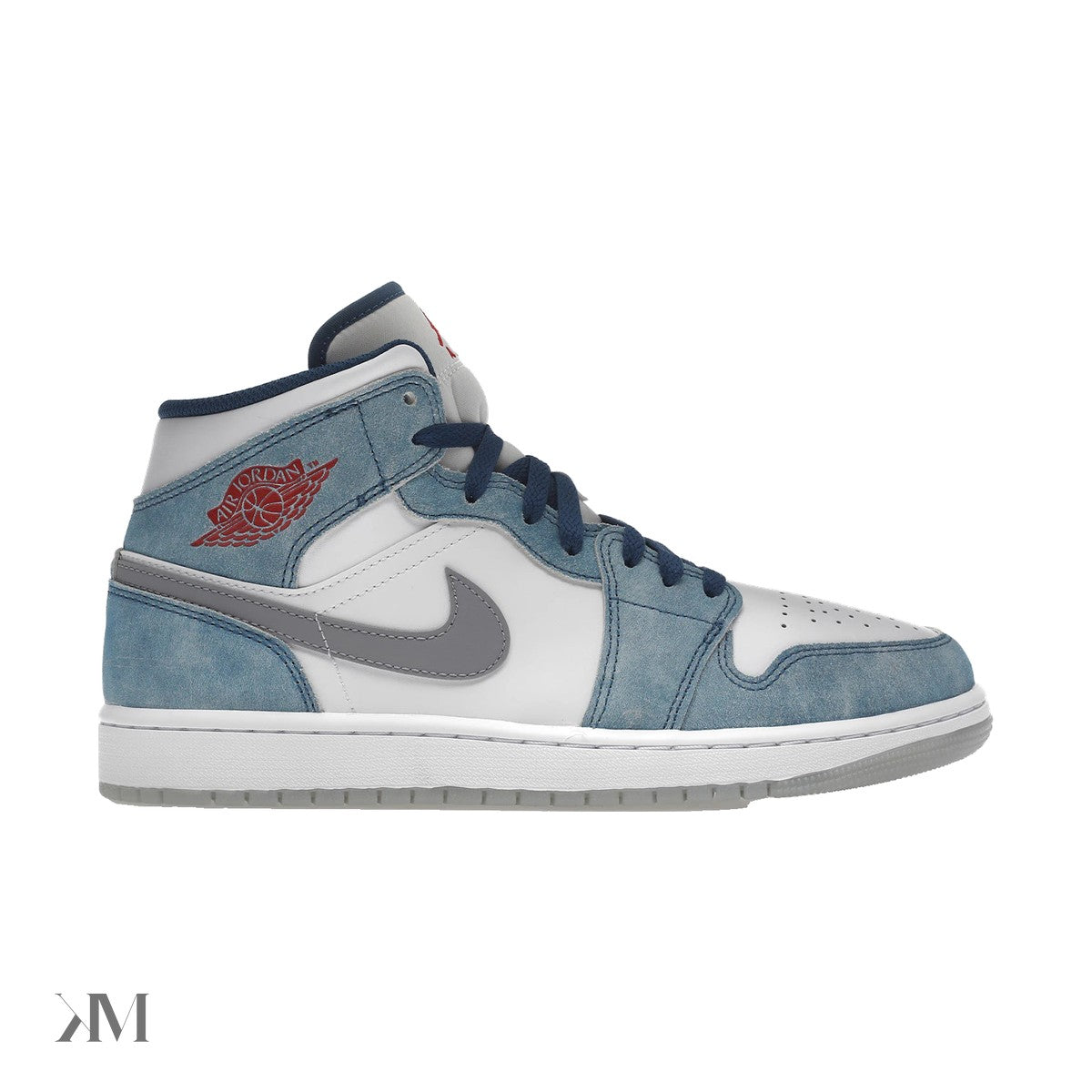 Jordan 1 Mid French Blue Fire Red