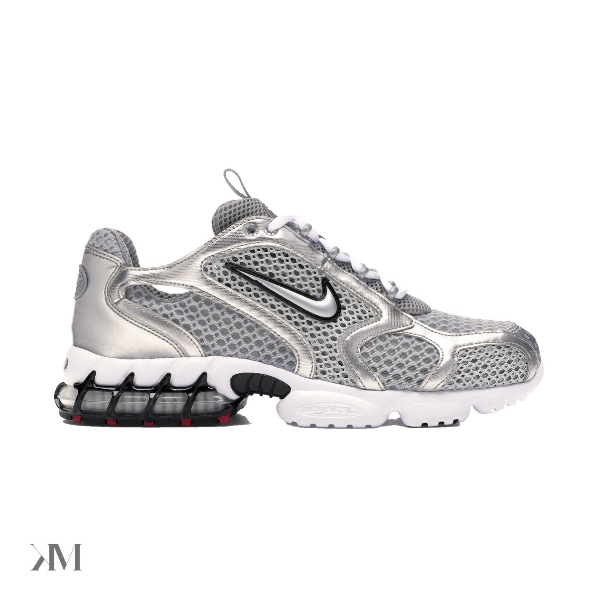 Nike Air Zoom Spiridon Cage 2 in Metallic Silver, side profile