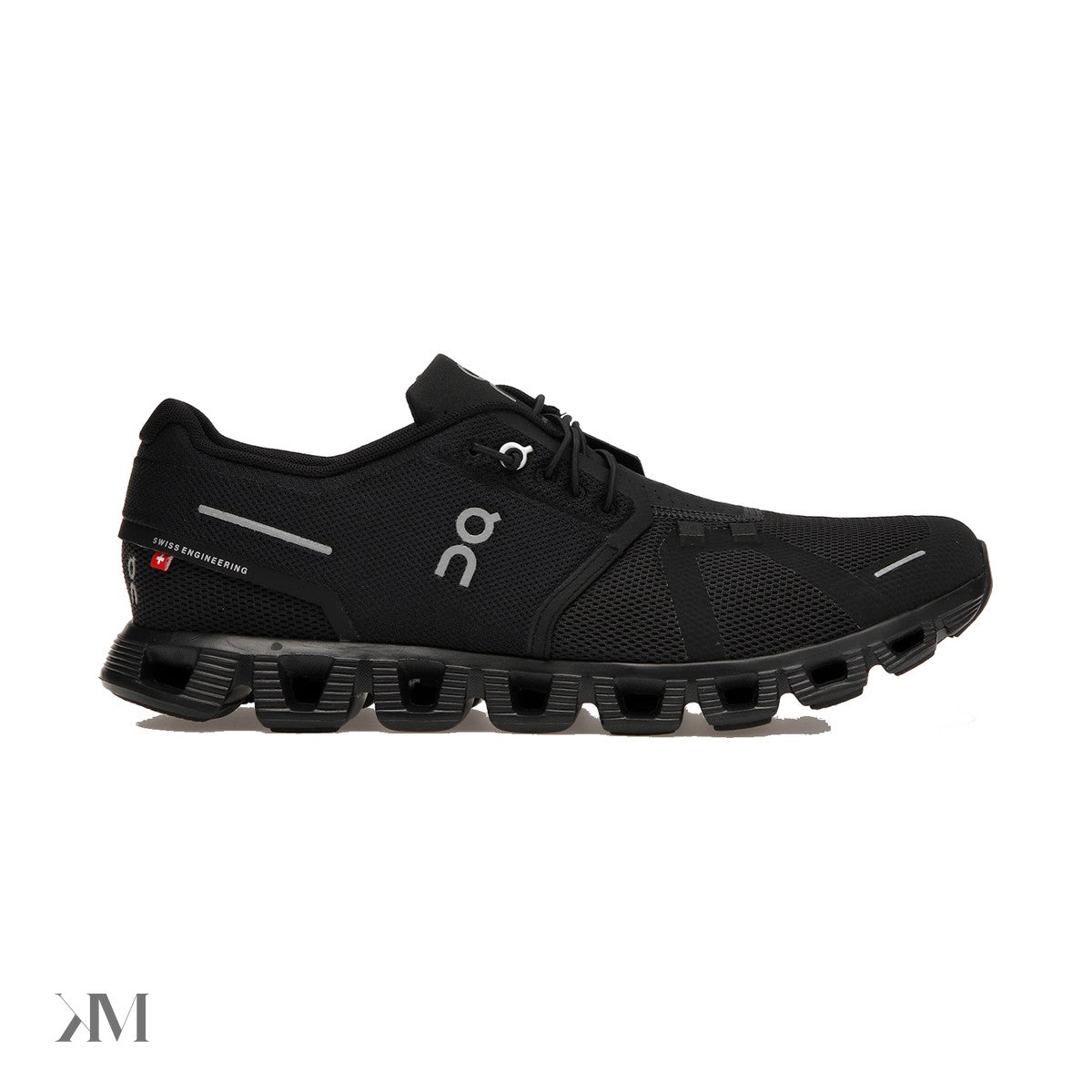 On Running Cloud 5 All Black sneaker side profile with CloudTec sole