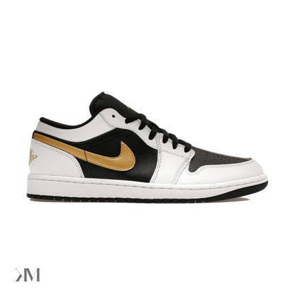 Jordan 1 Low White Black Metallic Gold Swoosh