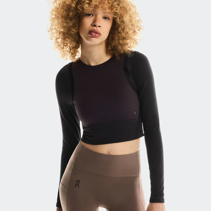 On Studio Knit Long-T Crop Pebble | Black (Women'S)