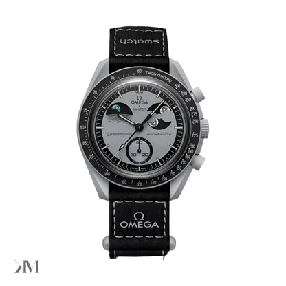 Swatch x Omega Bioceramic Mission to Earthphase watch with moon and earth phase dial