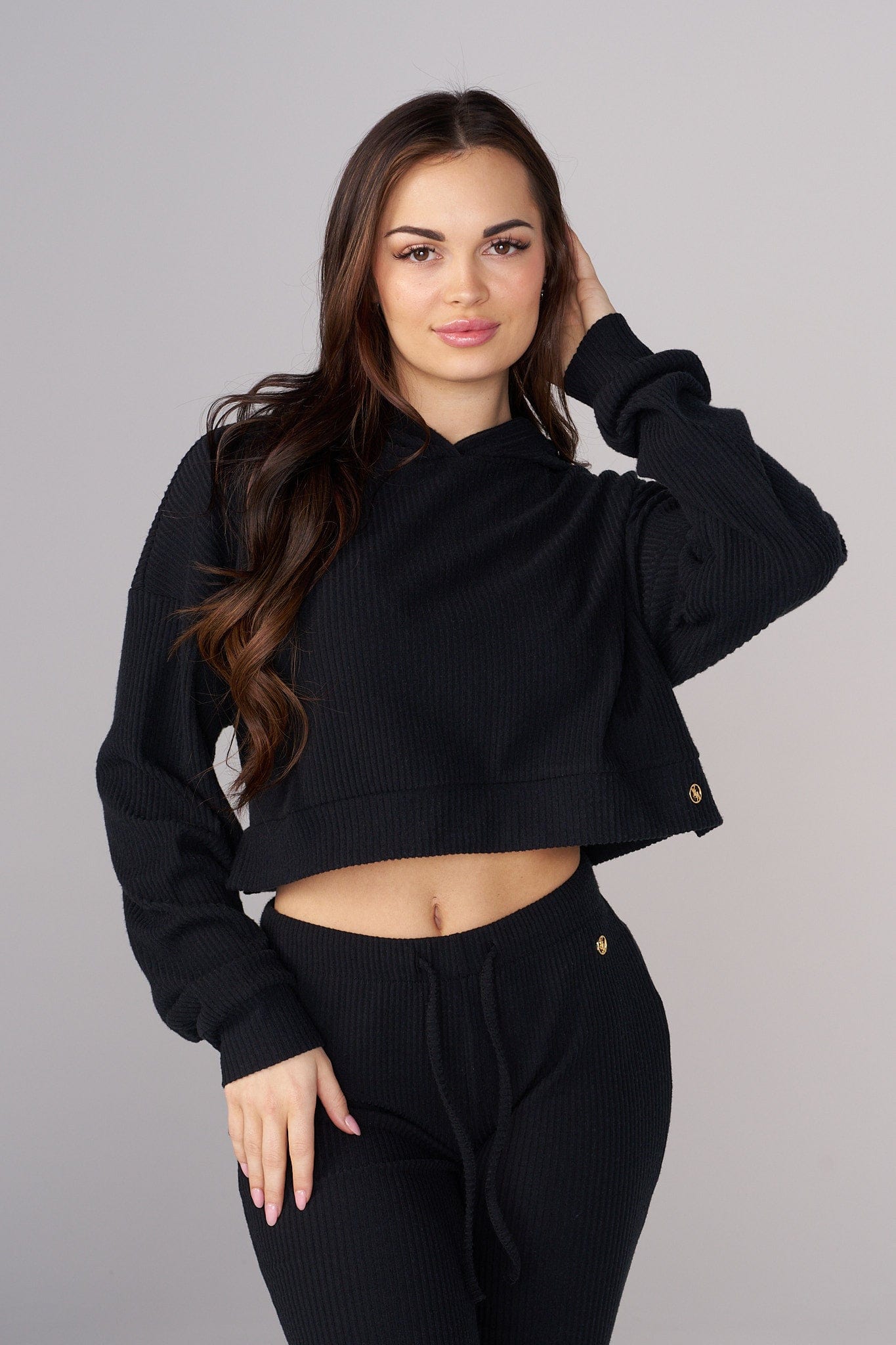 YoungLA W545 Ava Crop Hoodie Black