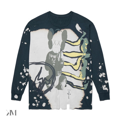 travis scott cactus jack + kaws for fragment l/s tee multi grey