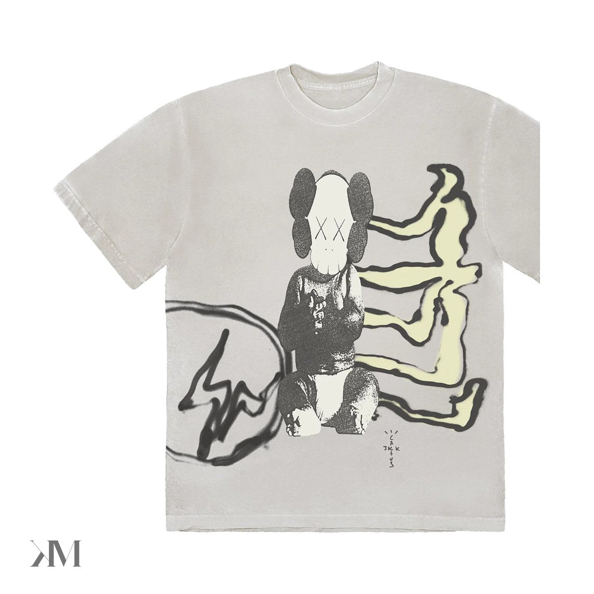 travis scott cactus jack + kaws for fragment tee aged yellow