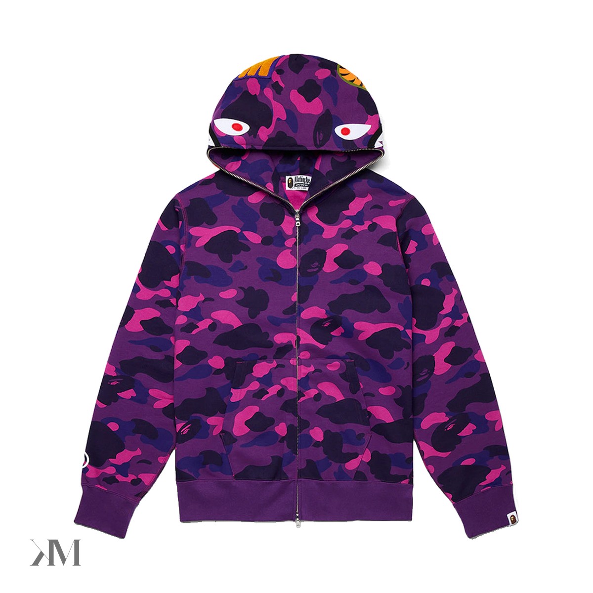 bape color camo shark full zip  hoodie purple