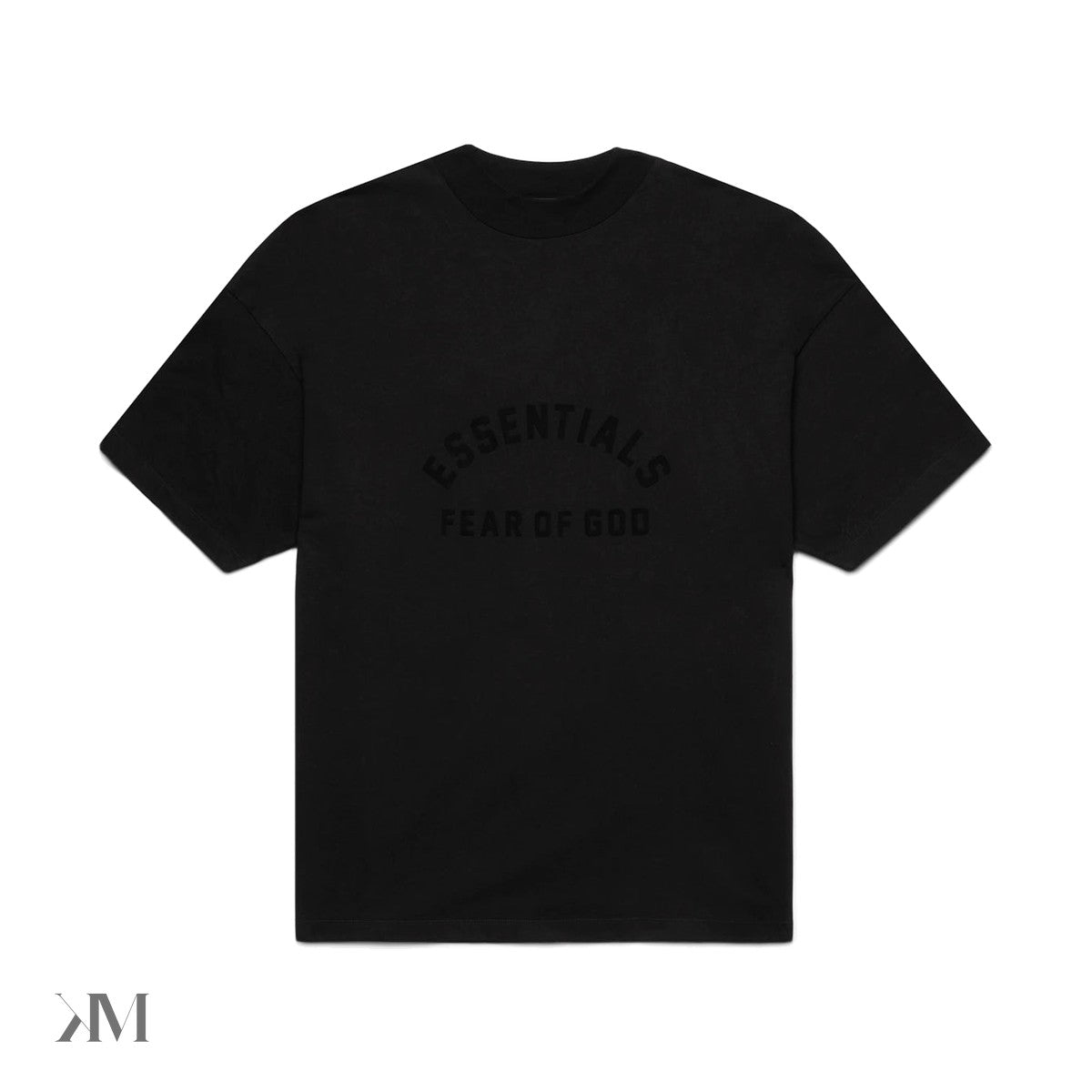 fear of god essentials arch logo tee jet black