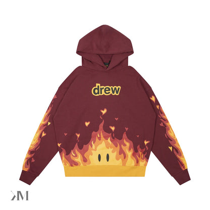 drew house fire hoodie burgundy