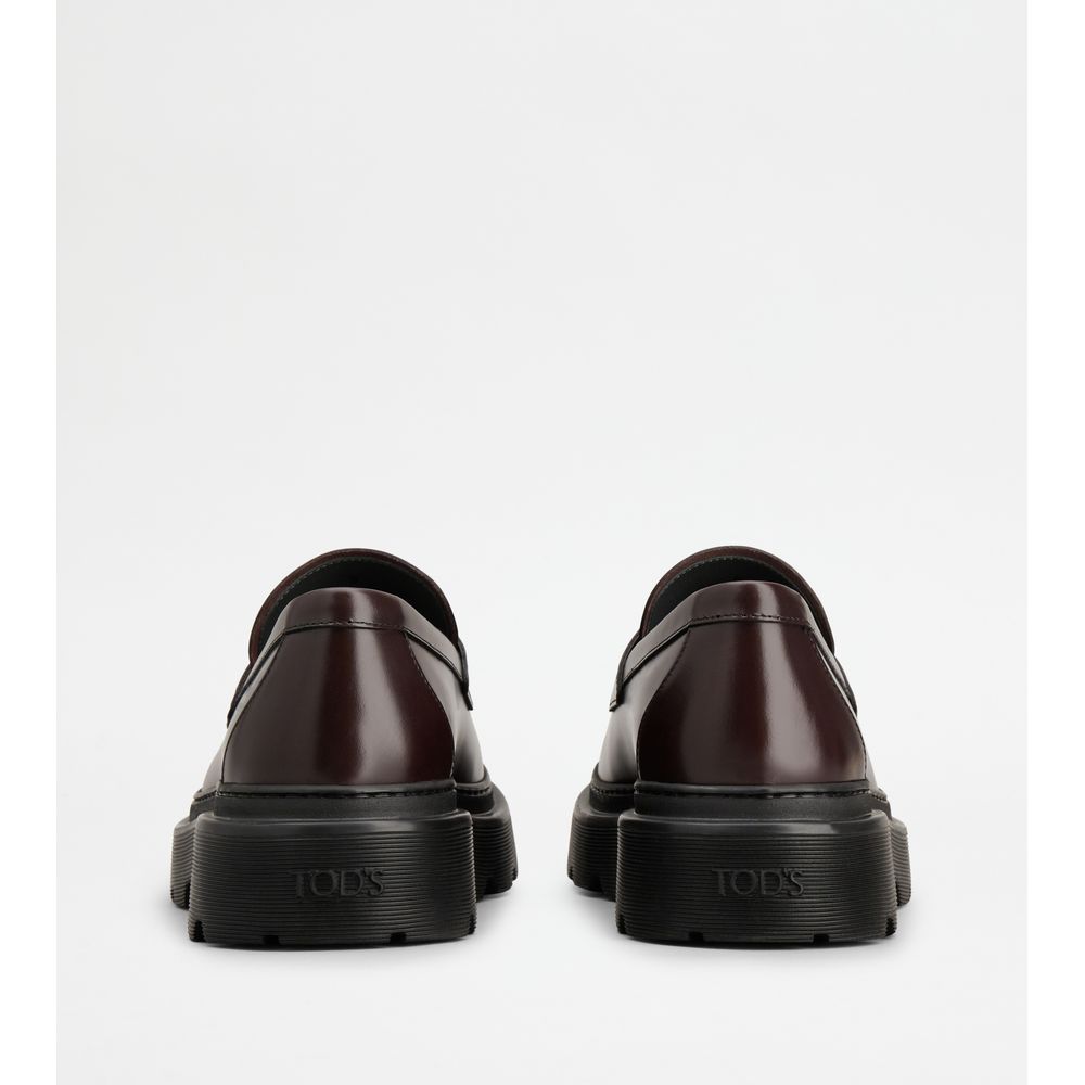 Tods Loafers In Leather Burgundy Mens