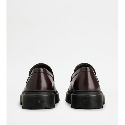 Tods Loafers In Leather Burgundy Mens