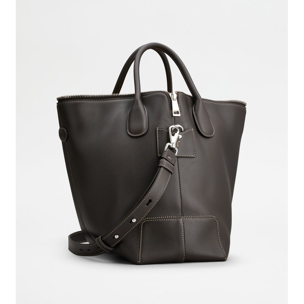Tods Di Bag Swing In Leather Medium Brown