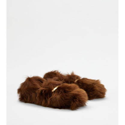 Tods Gommino Driving Shoes In Fur Brown Womens