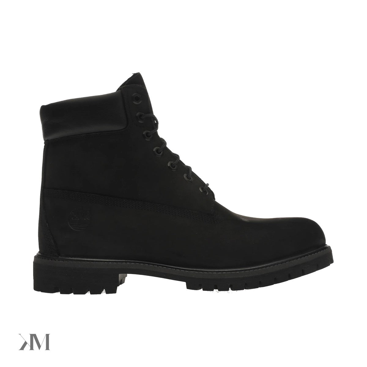 Timberland 6 Inch Black Nubuck Premium Boot, side profile