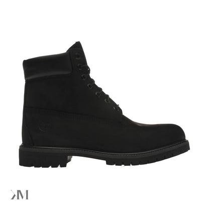 Timberland 6 Inch Black Nubuck Premium Boot, side profile