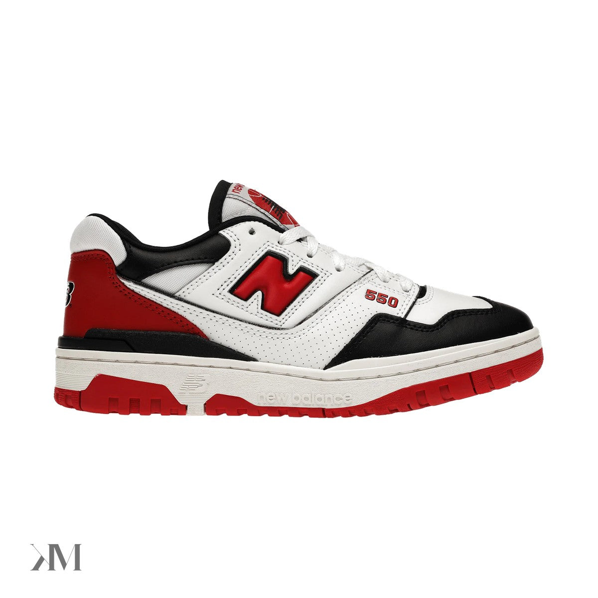 New Balance 550 White Red Black, side profile