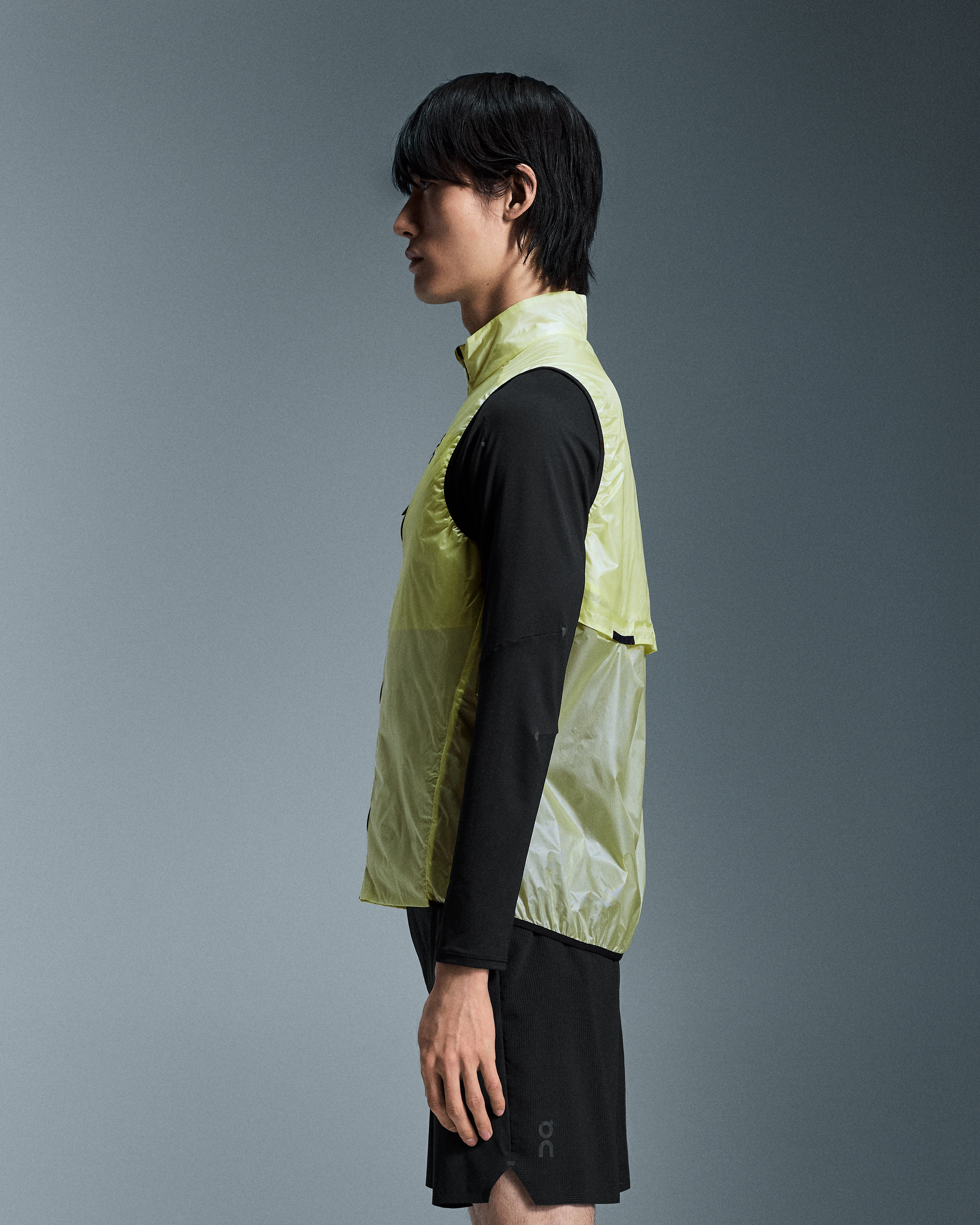 on weather vest Hay
