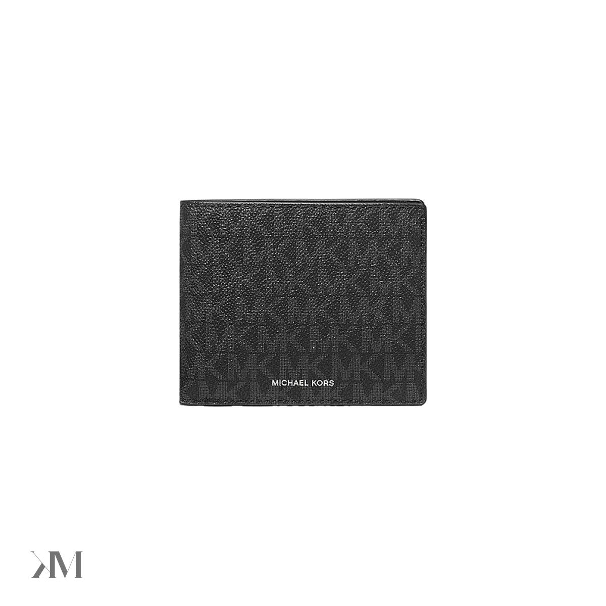 Michael Kors Cooper Logo Billfold Wallet With Coin Pouch Black, front view