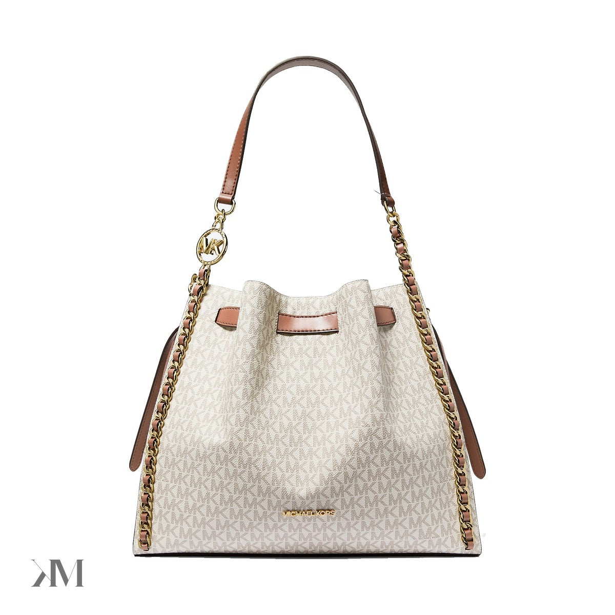 Mina Large Signature Logo Chain Shoulder Bag Vanilla Vanilla