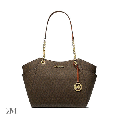 Michael Kors Jet Set Large Signature Logo Shoulder Bag, front