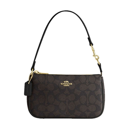 Coach Nolita 19 In Signature Canvas Gold Walnut Black