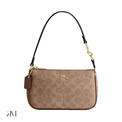 Coach Nolita 19 crossbody bag in Signature Canvas Gold Tan Brown with gold hardware and adjustable strap