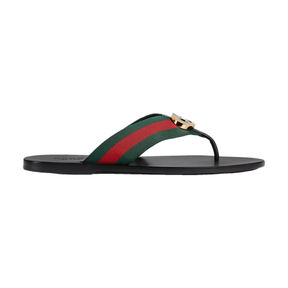 Gucci Web Thong Sandal Black Leather