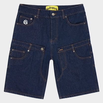 Godspeed Twin Panel Denim Shorts (Raw Blue)