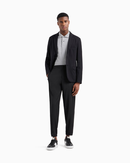 Emporio Armani Slim-fit stretch piqué polo shirt with micro eagle