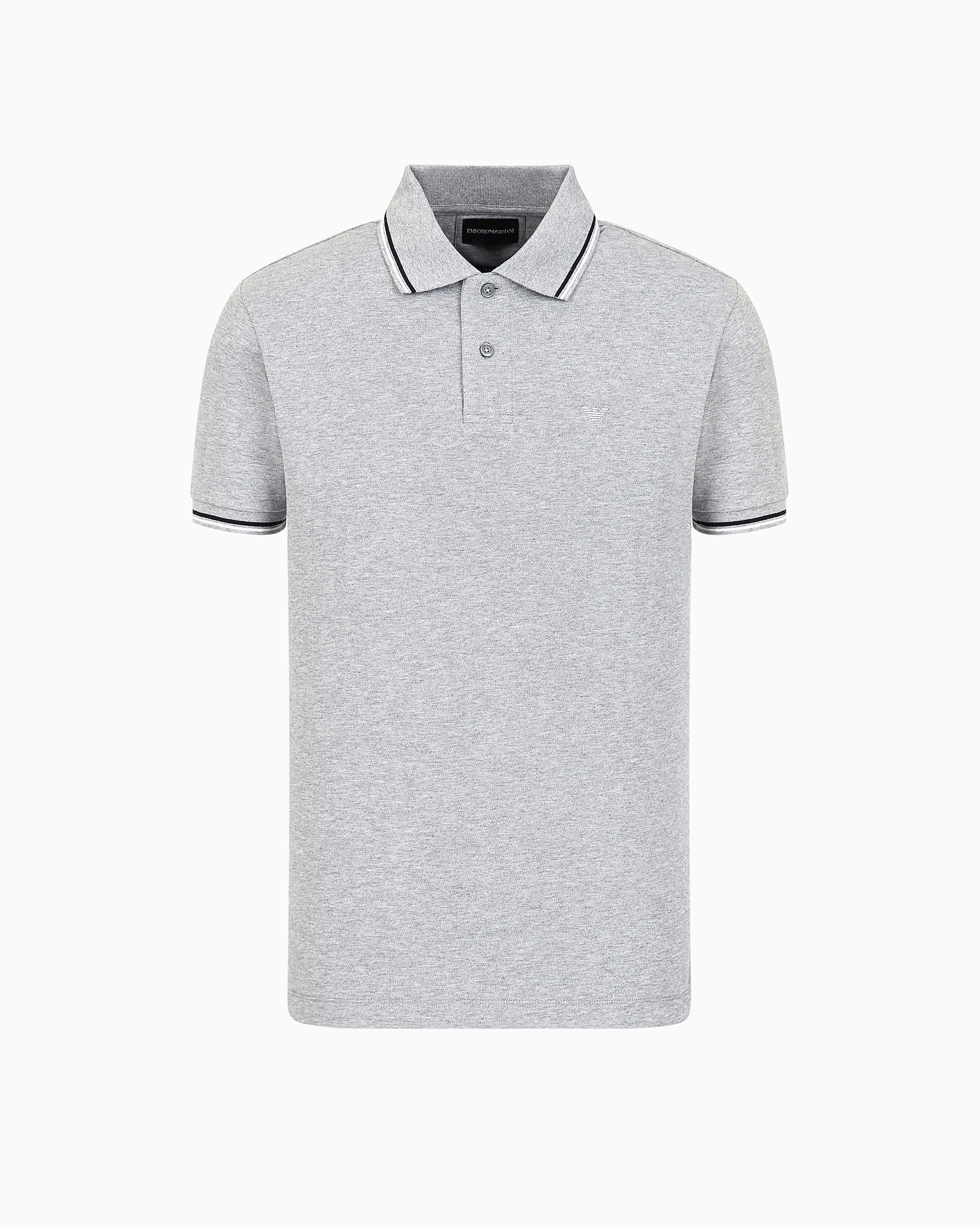 Emporio Armani Slim-fit stretch piqué polo shirt with micro eagle