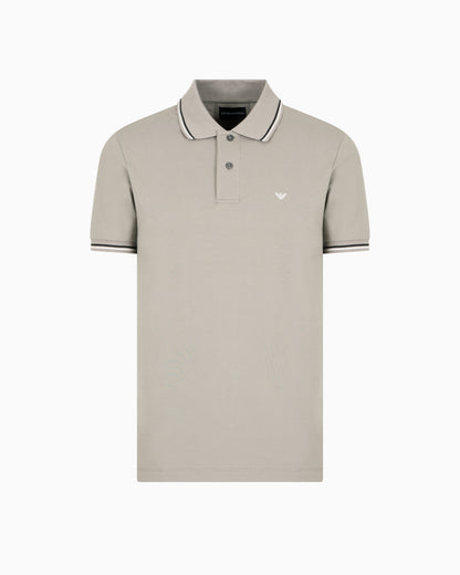 Emporio Armani Slim-fit stretch piqué polo shirt with micro eagle