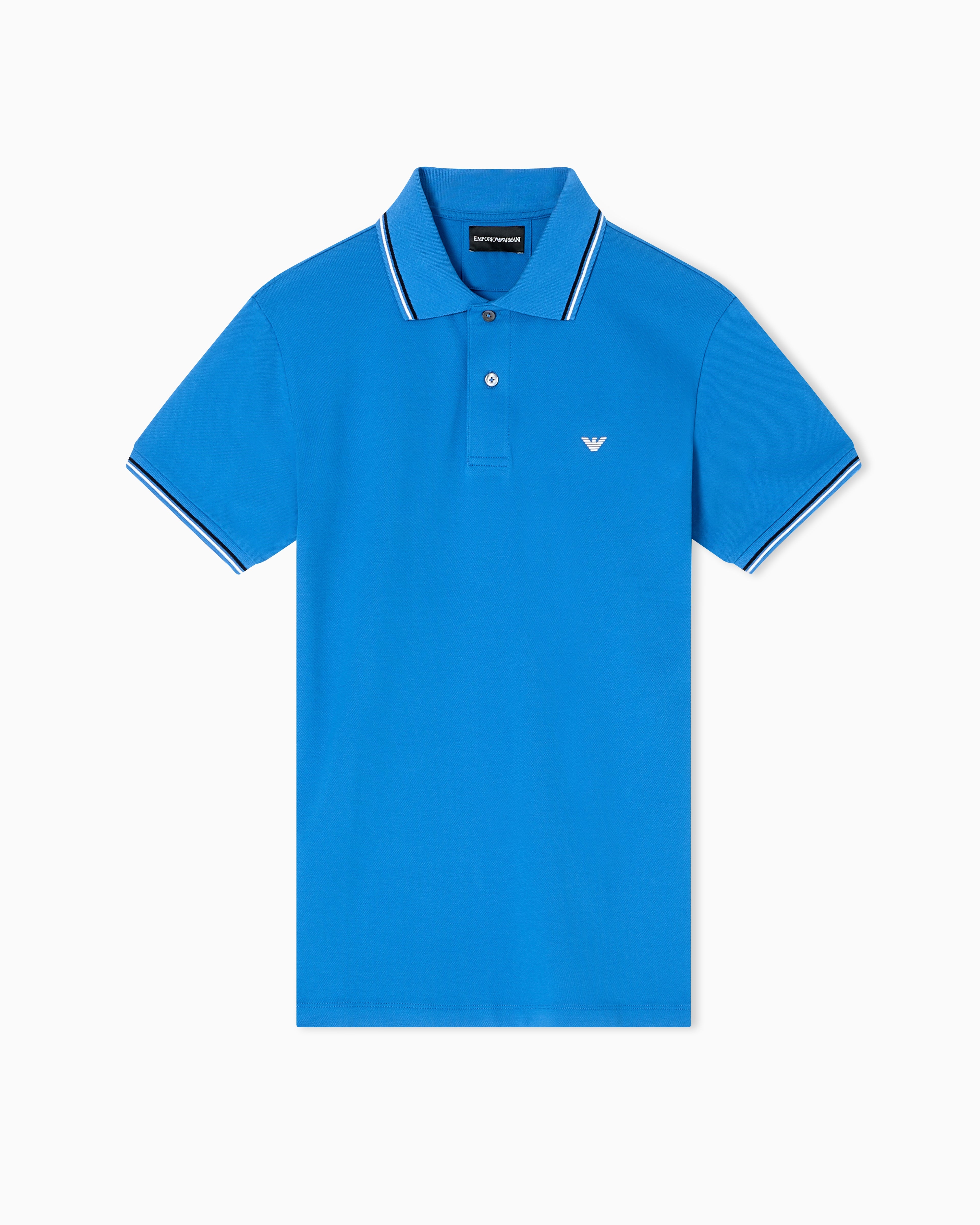 Emporio Armani Slim-fit stretch piqué polo shirt with micro eagle