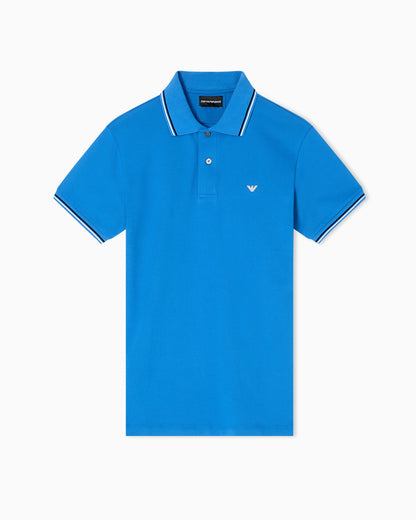 Emporio Armani Slim-fit stretch piqué polo shirt with micro eagle
