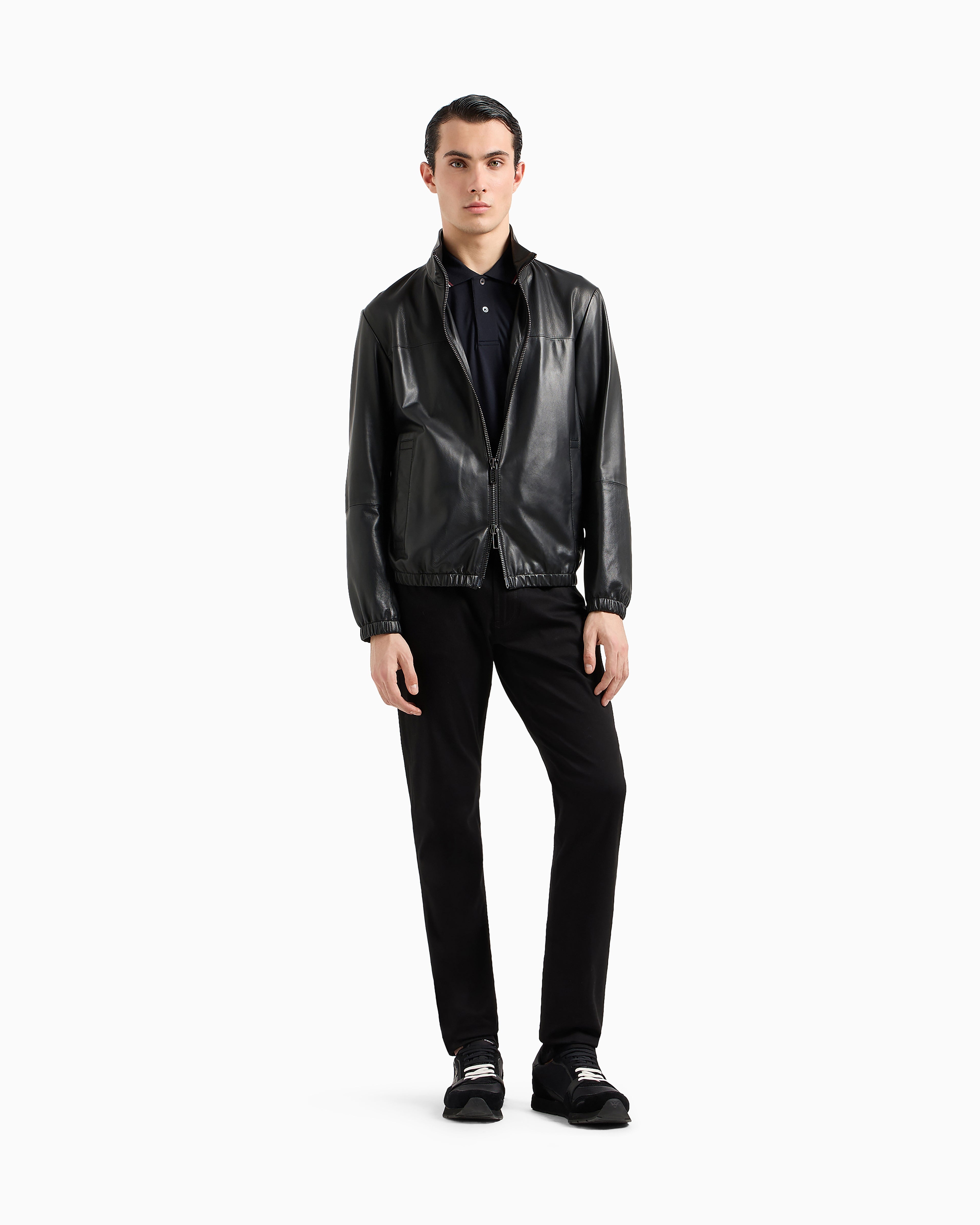 Emporio Armani Slim-fit stretch piqué polo shirt with micro eagle
