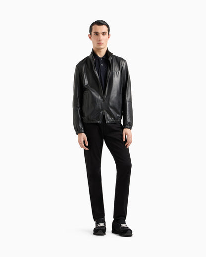 Emporio Armani Slim-fit stretch piqué polo shirt with micro eagle
