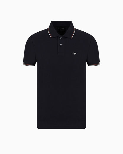 Emporio Armani Slim-fit stretch piqué polo shirt with micro eagle