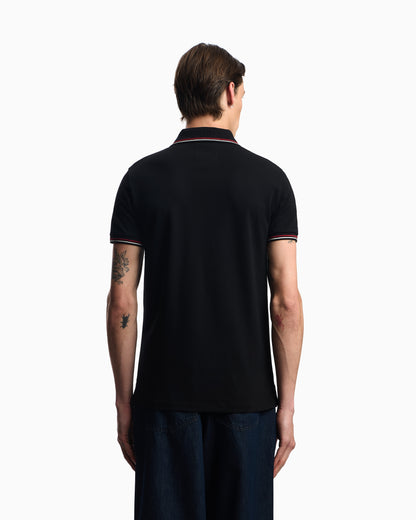 Emporio Armani Slim-fit stretch piqué polo shirt with micro eagle